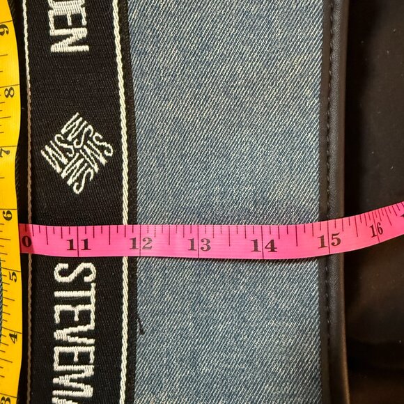 Steve Madden Bwebber convertible satchel crossbody tote bag in denim with pouch - Picture 4 of 12